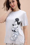 Zivame Mickey and Friends Knit Cotton Pyjama Set - Vapor Blue — thumbnail 5